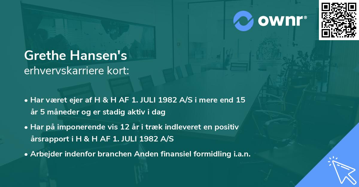 Grethe Hansen's erhvervskarriere kort