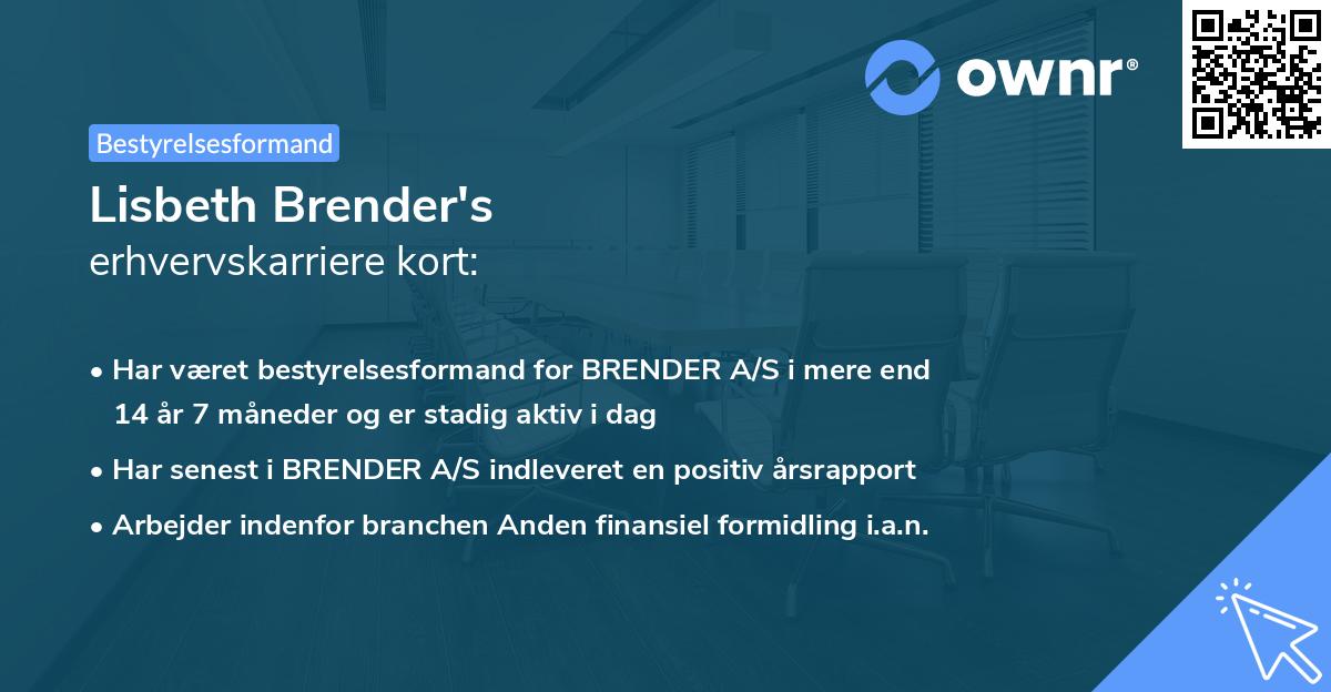 Lisbeth Brender's erhvervskarriere kort