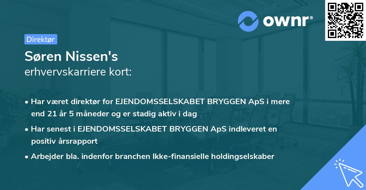 Søren Nissen's erhvervskarriere kort