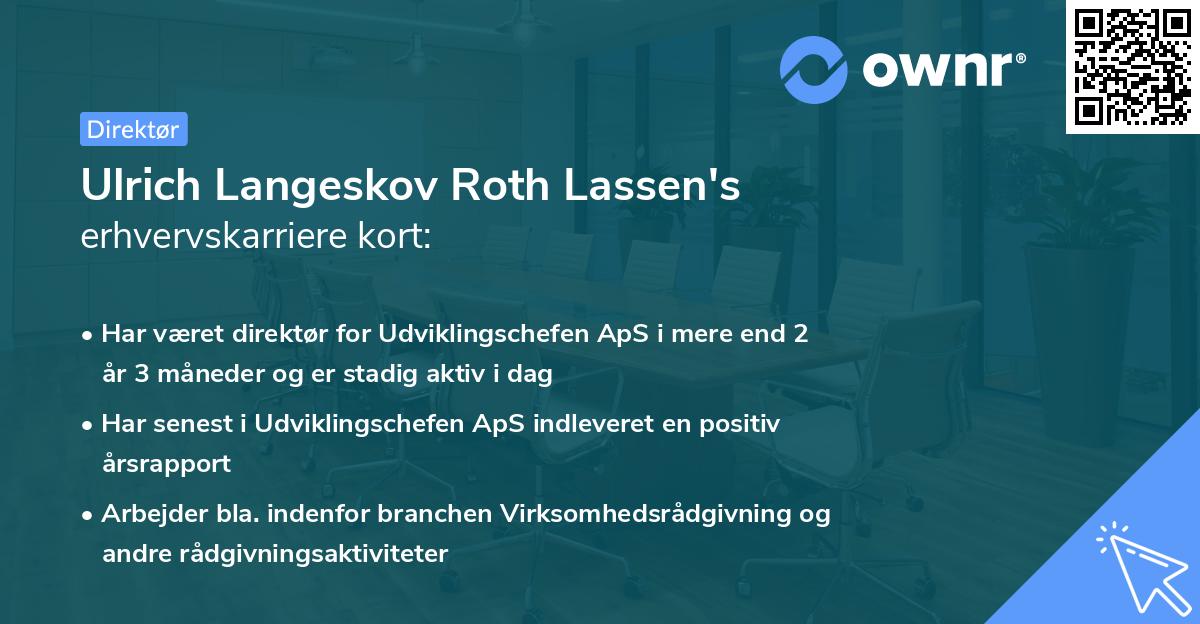 Ulrich Langeskov Roth Lassen's erhvervskarriere kort