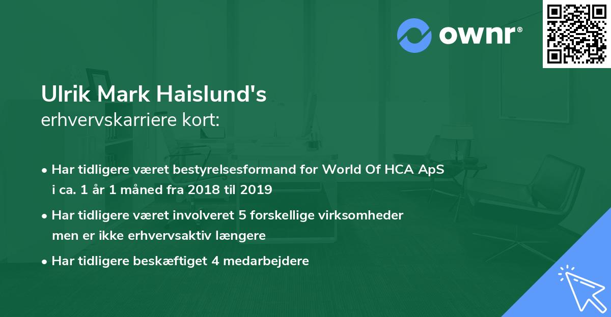 Ulrik Mark Haislund's erhvervskarriere kort