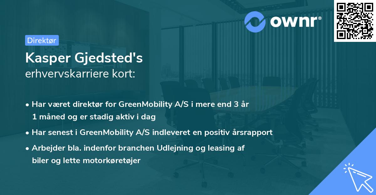 Kasper Gjedsted's erhvervskarriere kort