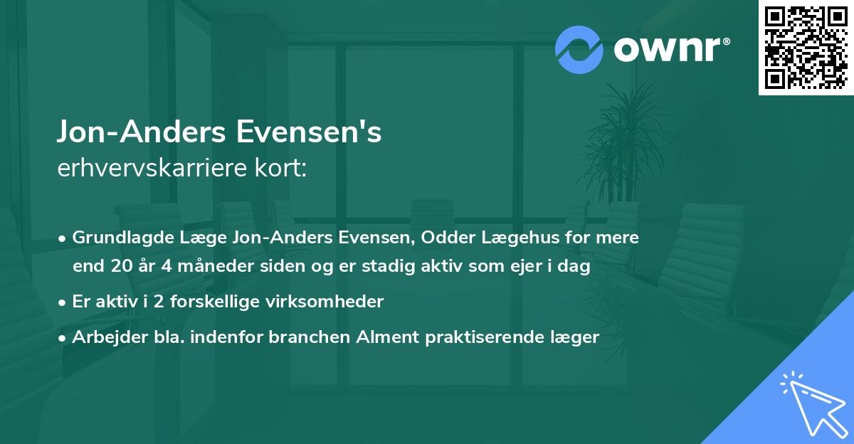 Jon-Anders Evensen's erhvervskarriere kort