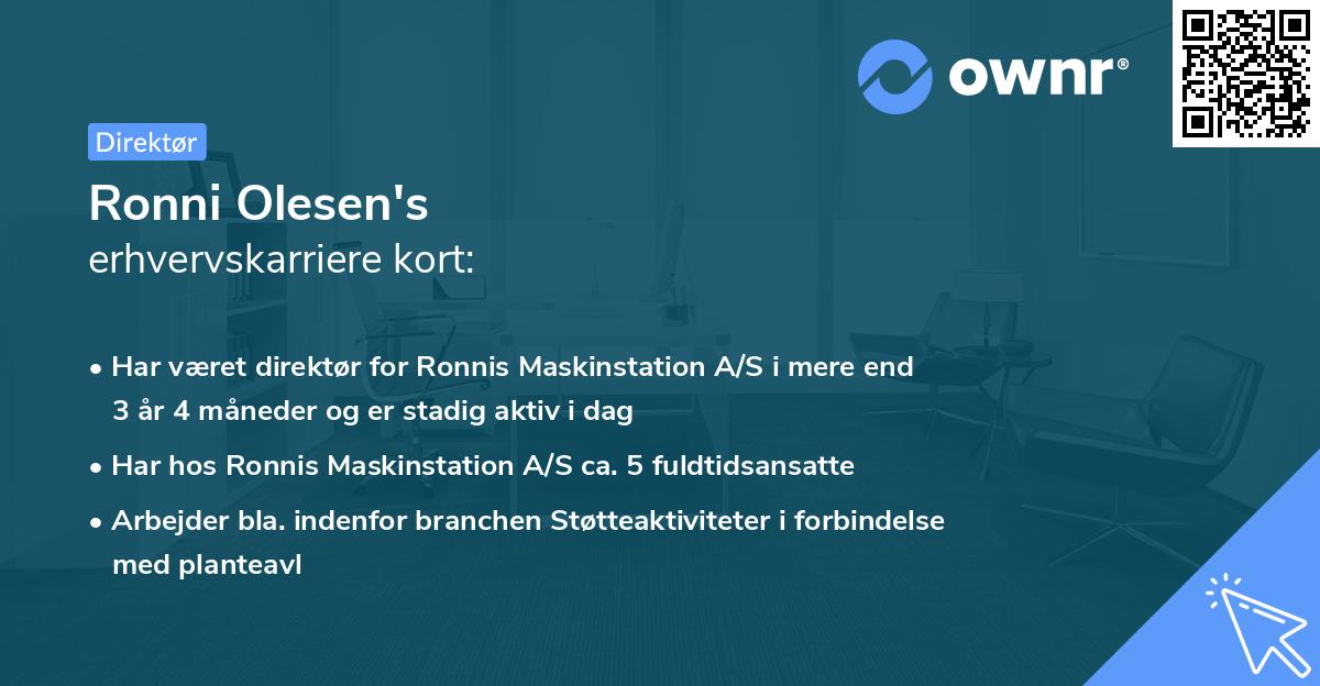Ronni Olesen's erhvervskarriere kort