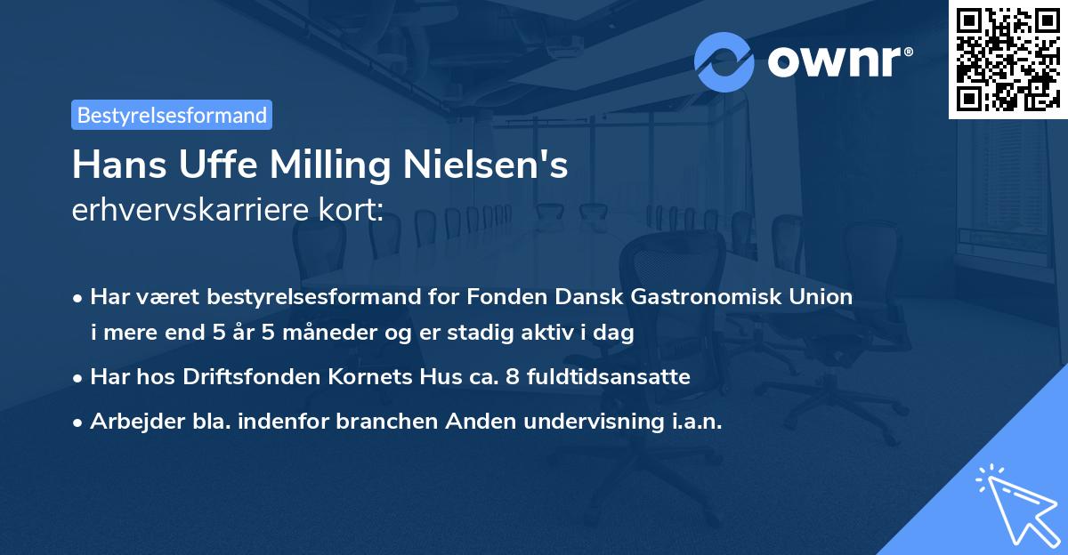 Hans Uffe Milling Nielsen's erhvervskarriere kort