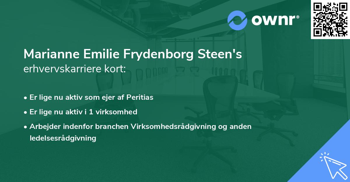 Marianne Emilie Frydenborg Steen's erhvervskarriere kort