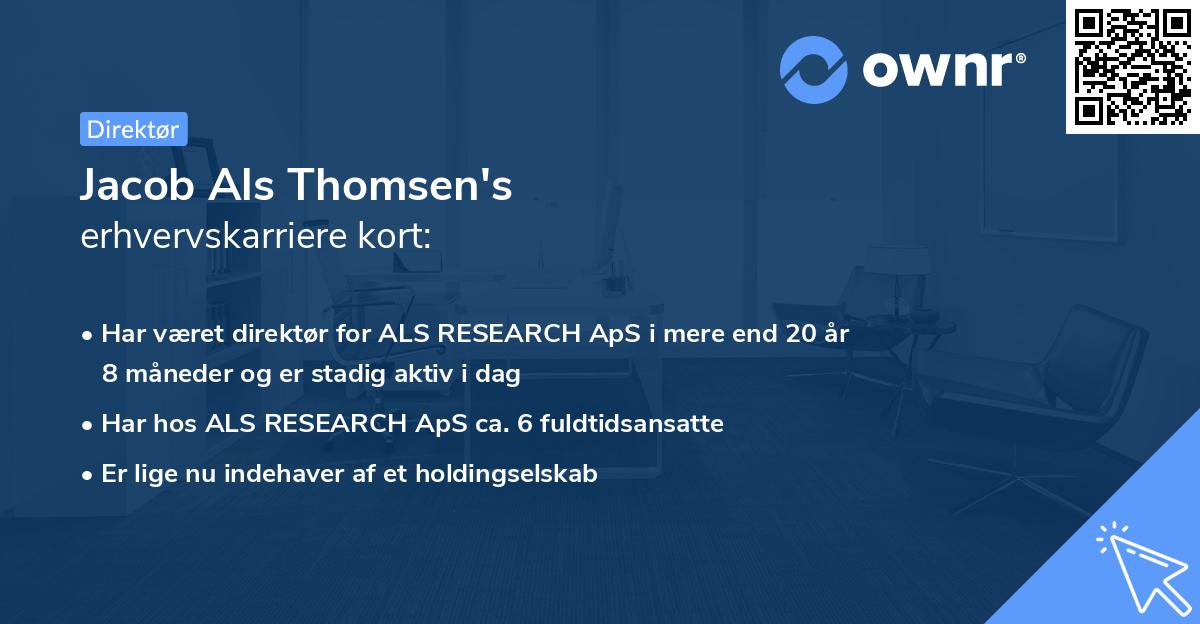 Jacob Als Thomsen's erhvervskarriere kort