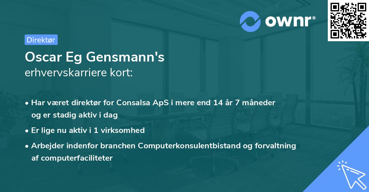 Oscar Eg Gensmann's erhvervskarriere kort