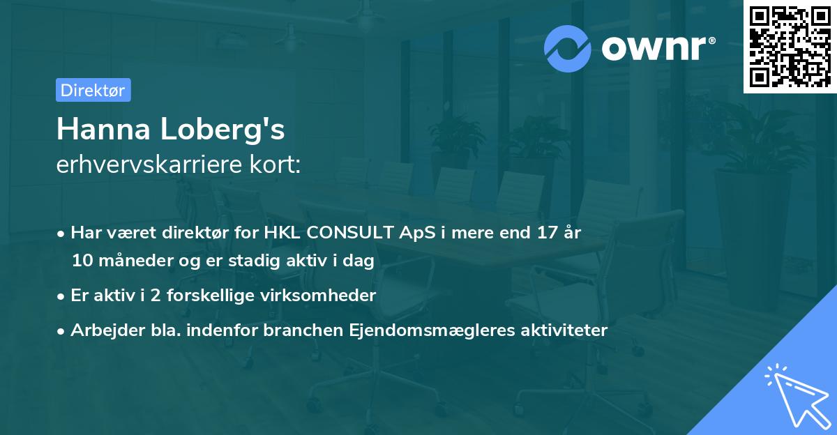 Hanna Loberg's erhvervskarriere kort