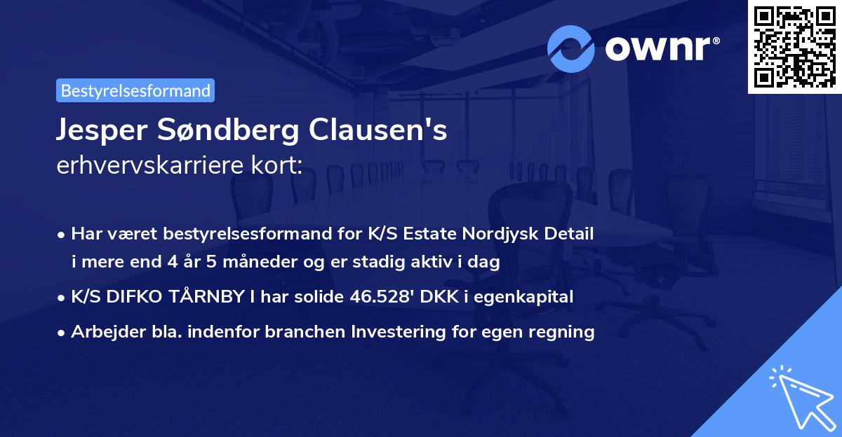 Jesper Søndberg Clausen's erhvervskarriere kort