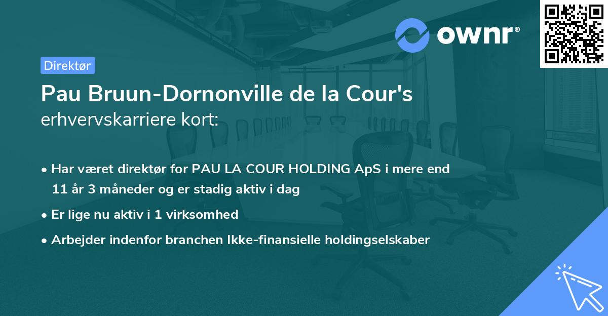 Pau Bruun-Dornonville de la Cour's erhvervskarriere kort