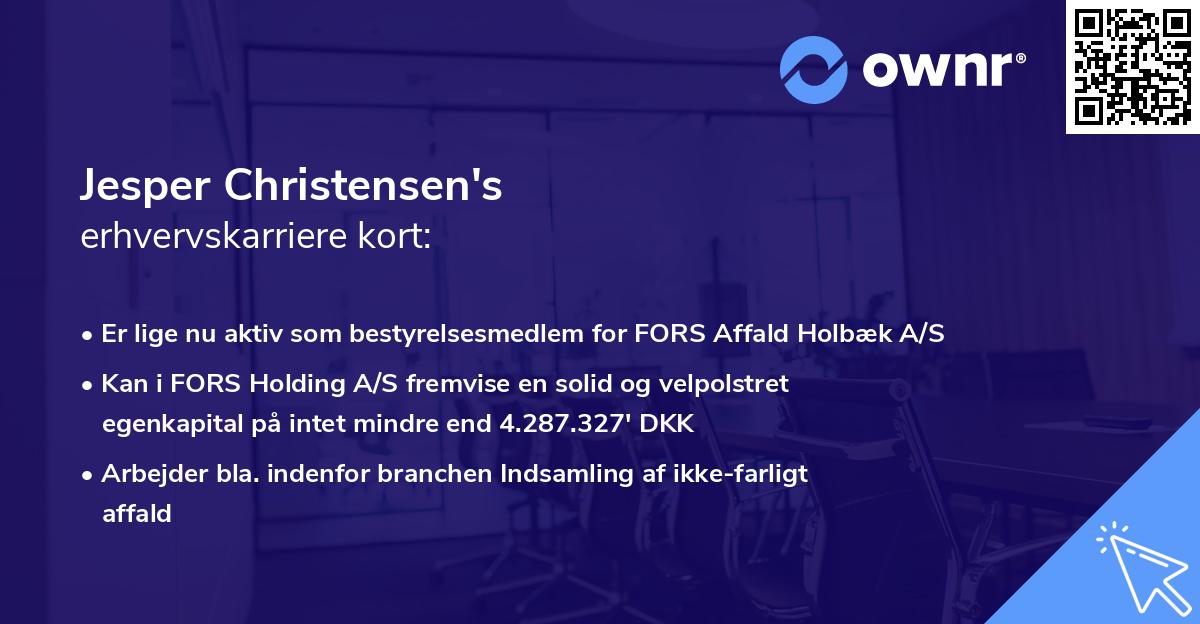 Jesper Christensen's erhvervskarriere kort