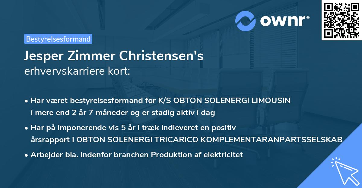 Jesper Zimmer Christensen's erhvervskarriere kort