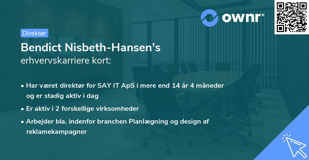 Bendict Nisbeth-Hansen's erhvervskarriere kort