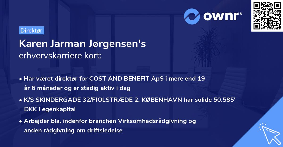 Karen Jarman Jørgensen's erhvervskarriere kort