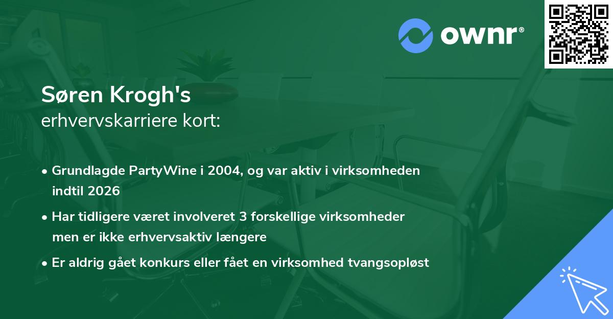 Søren Krogh's erhvervskarriere kort