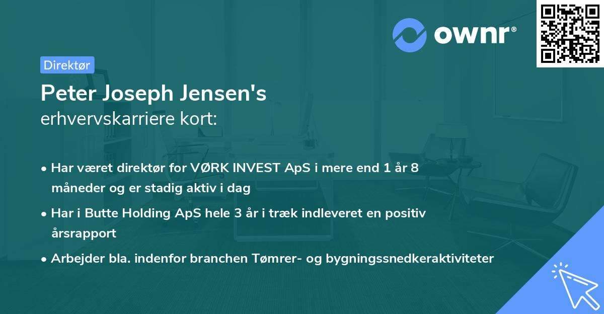 Peter Joseph Jensen's erhvervskarriere kort