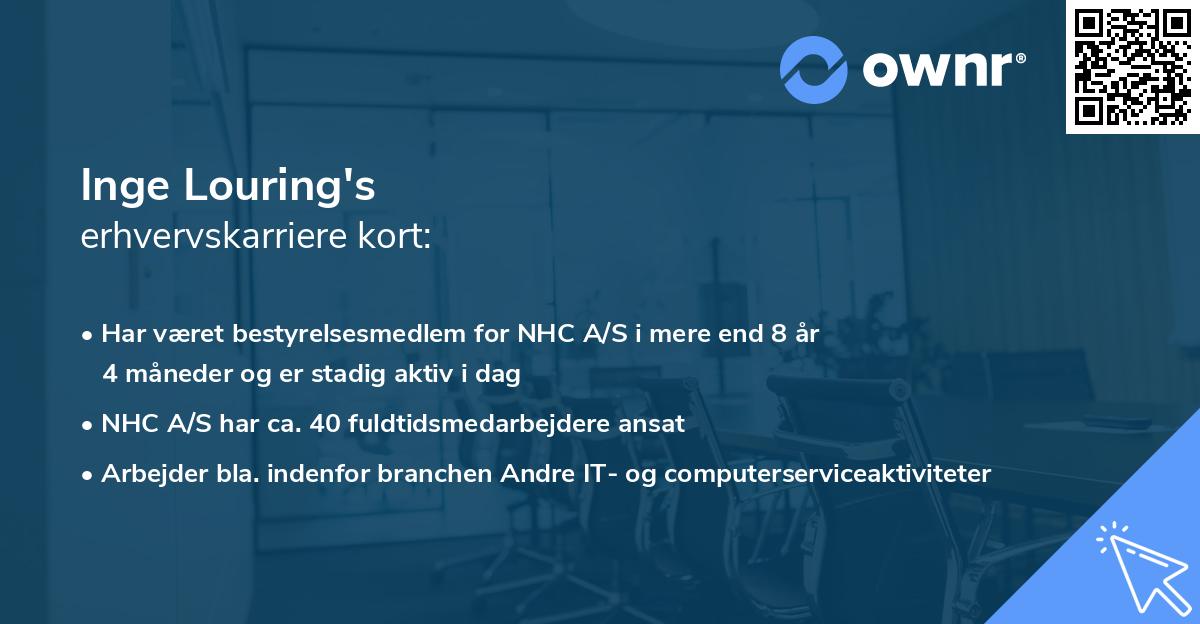 Inge Louring's erhvervskarriere kort