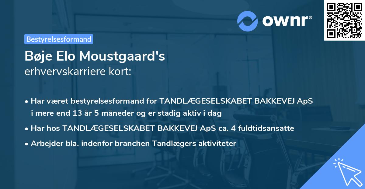 Bøje Elo Moustgaard's erhvervskarriere kort