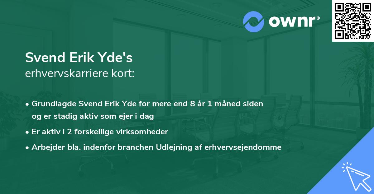 Svend Erik Yde's erhvervskarriere kort