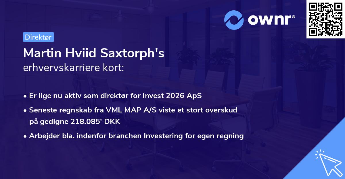 Martin Hviid Saxtorph's erhvervskarriere kort