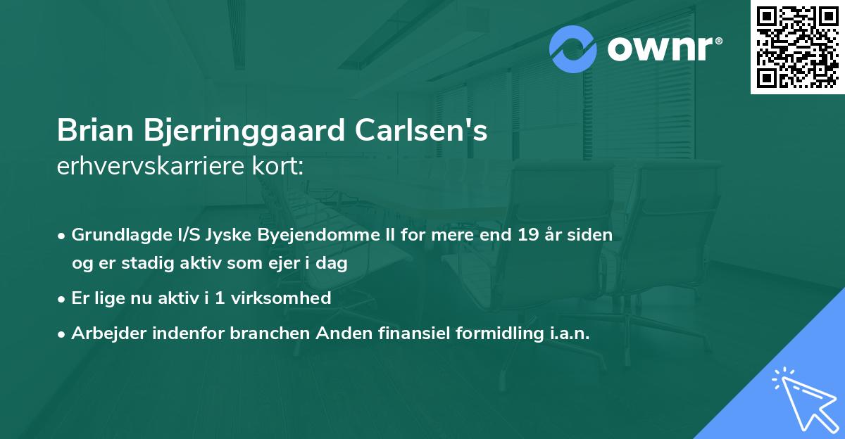 Brian Bjerringgaard Carlsen's erhvervskarriere kort