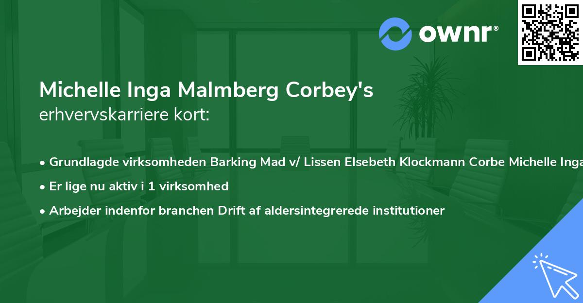 Michelle Inga Malmberg Corbey's erhvervskarriere kort