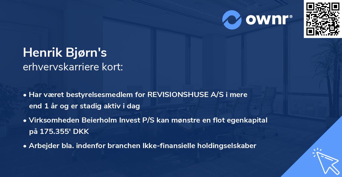 Henrik Bjørn's erhvervskarriere kort
