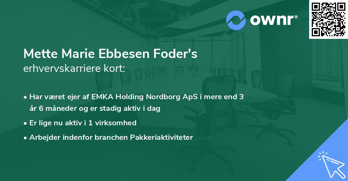 Mette Marie Ebbesen Foder's erhvervskarriere kort