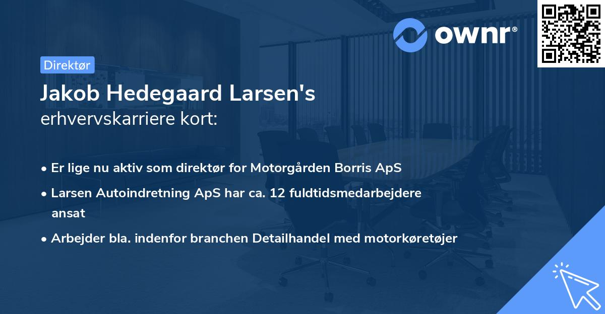 Jakob Hedegaard Larsen's erhvervskarriere kort