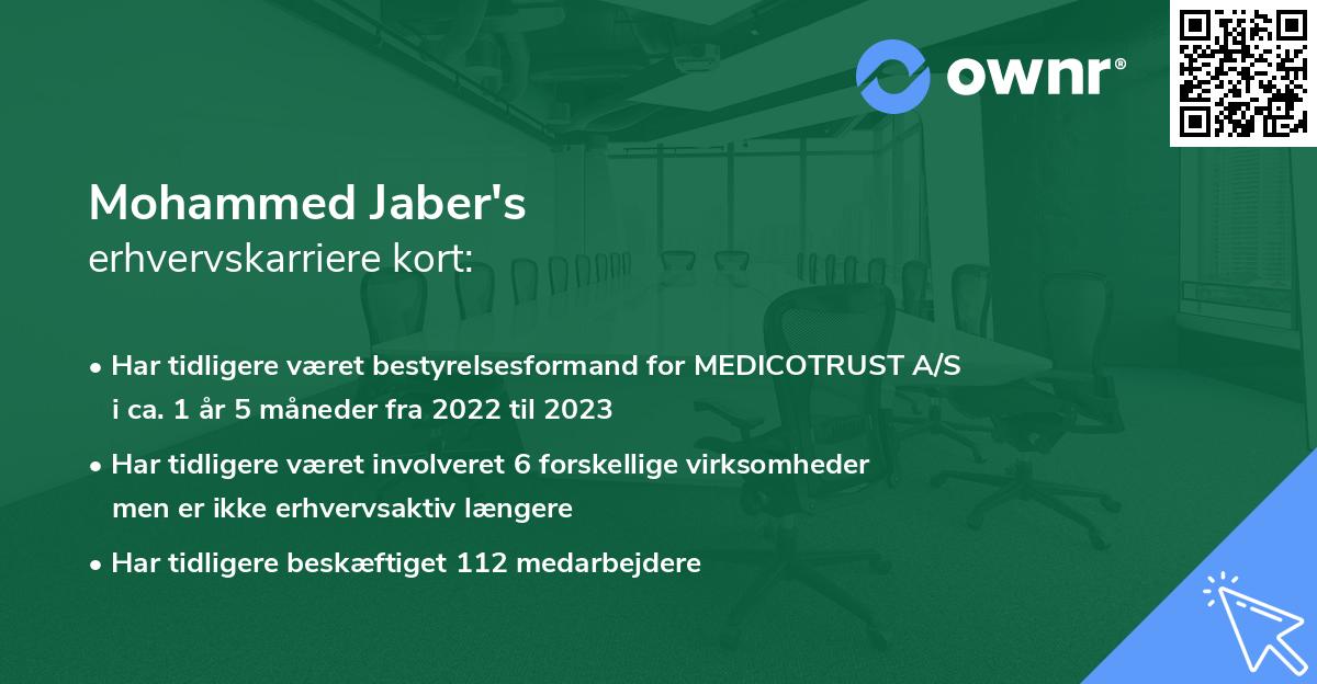 Mohammed Jaber's erhvervskarriere kort
