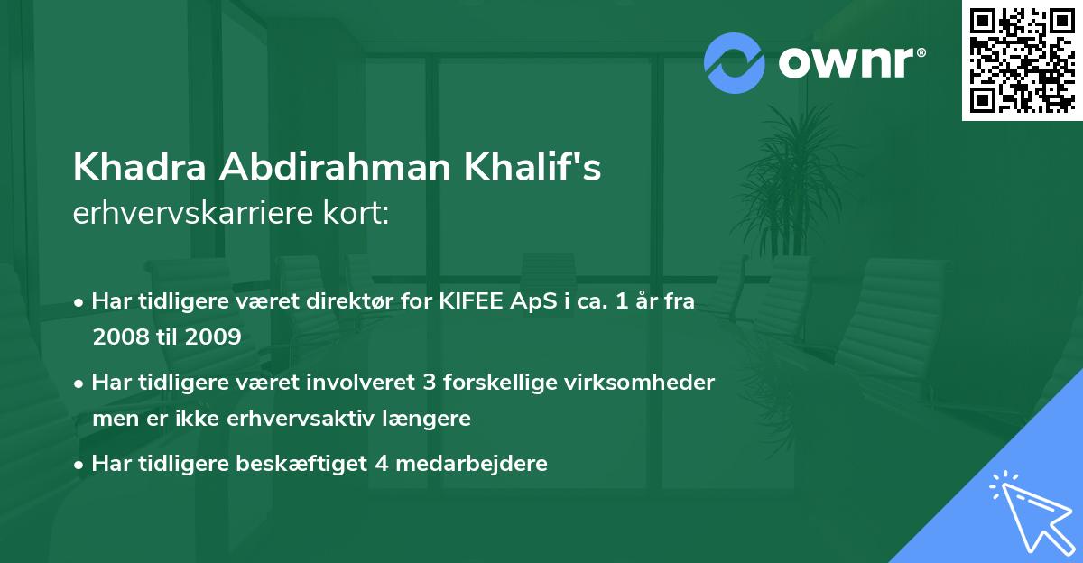 Khadra Abdirahman Khalif's erhvervskarriere kort