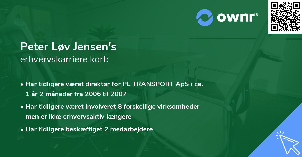 Peter Løv Jensen's erhvervskarriere kort