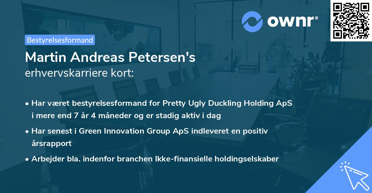 Martin Andreas Petersen's erhvervskarriere kort