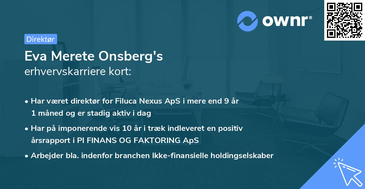 Eva Merete Onsberg's erhvervskarriere kort