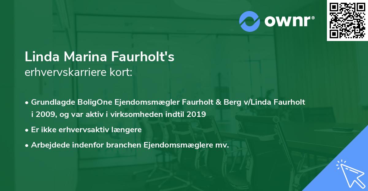 Linda Marina Faurholt's erhvervskarriere kort