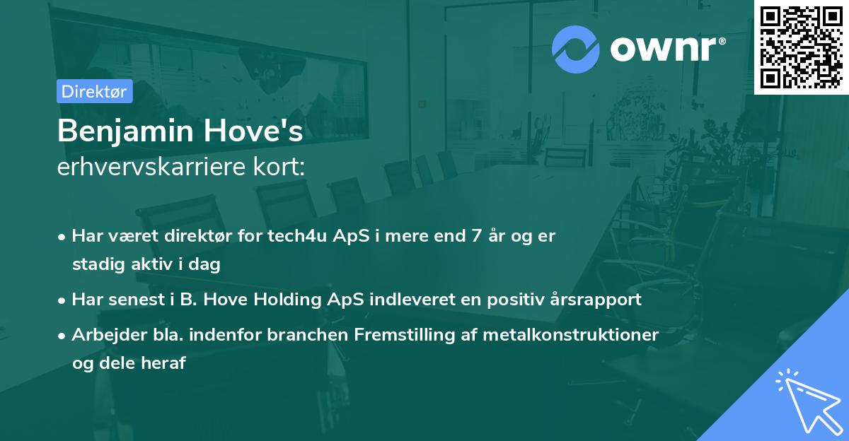 Benjamin Hove's erhvervskarriere kort