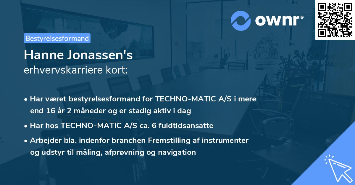 Hanne Jonassen's erhvervskarriere kort