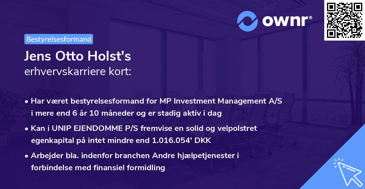 Jens Otto Holst's erhvervskarriere kort