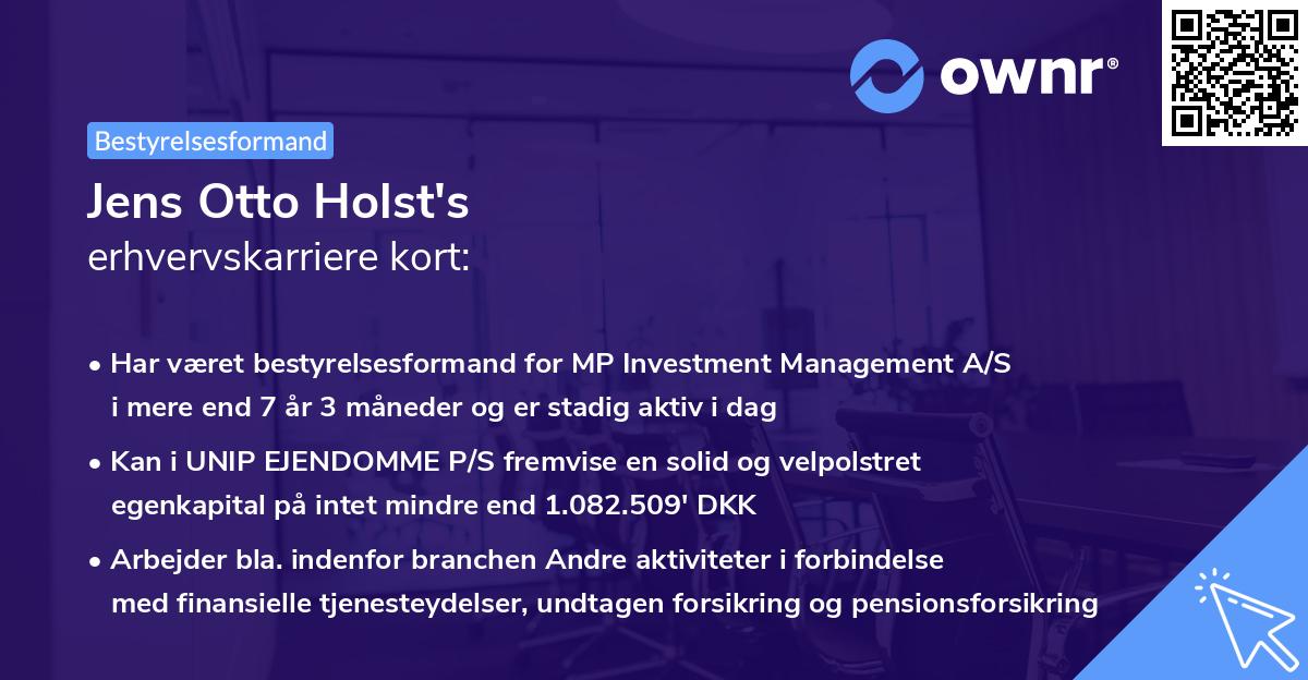 Jens Otto Holst's erhvervskarriere kort