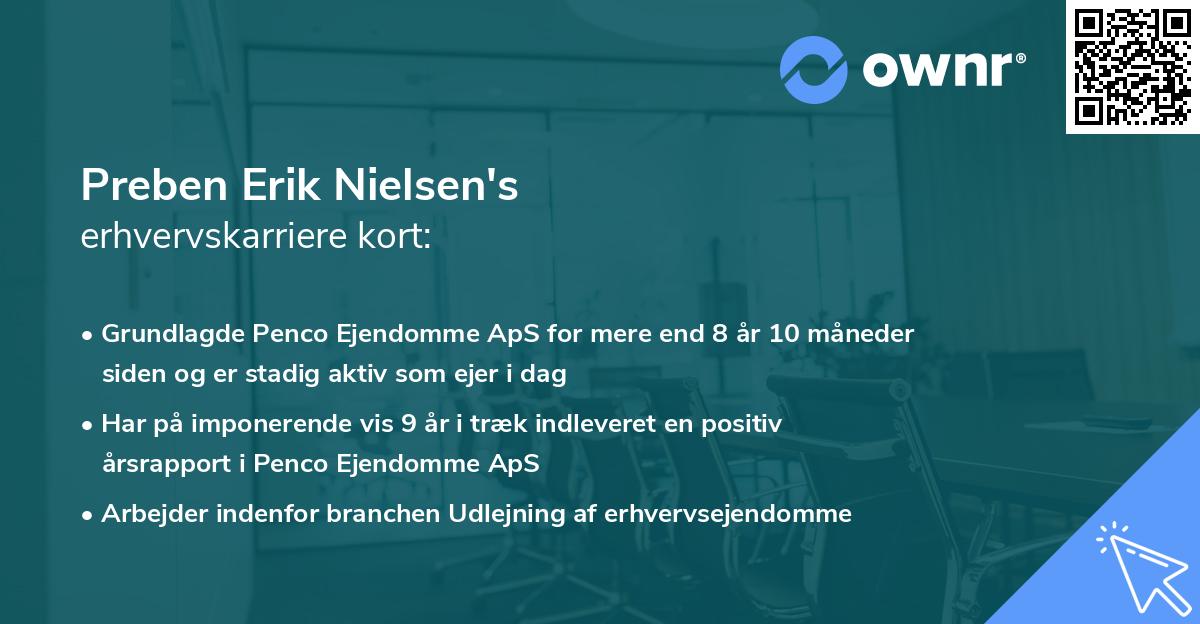 Preben Erik Nielsen's erhvervskarriere kort