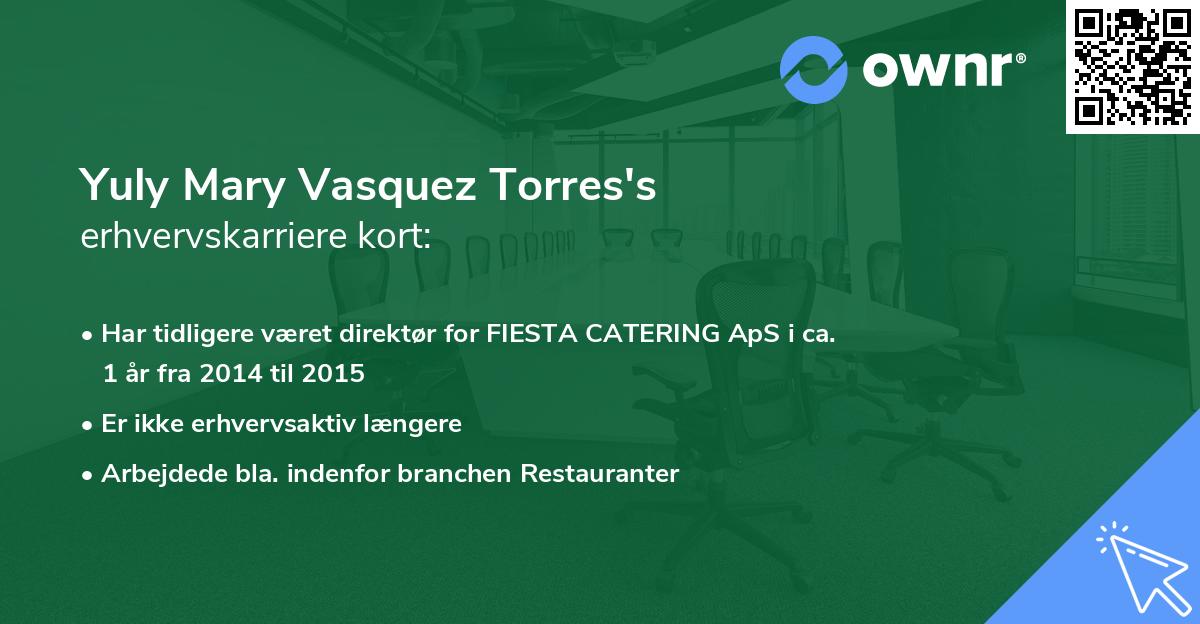 Yuly Mary Vasquez Torres's erhvervskarriere kort