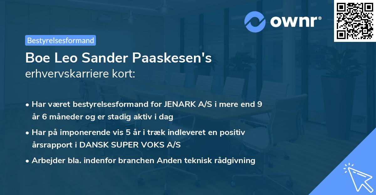 Boe Leo Sander Paaskesen's erhvervskarriere kort