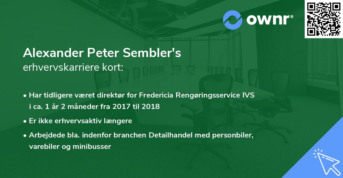 Alexander Peter Sembler's erhvervskarriere kort