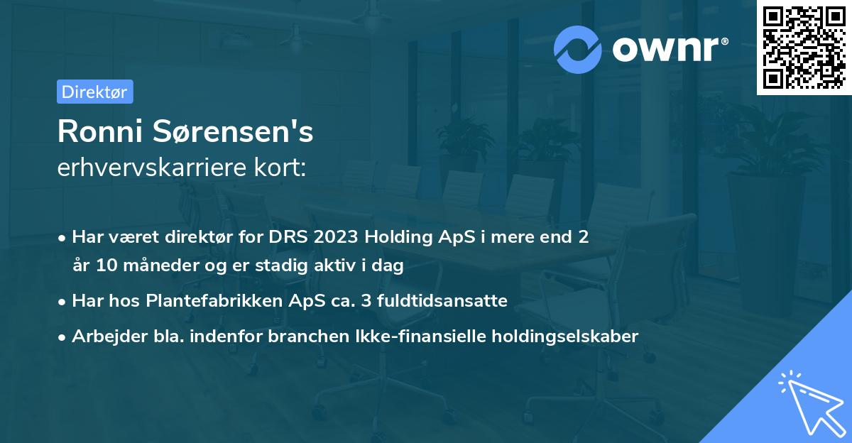 Ronni Sørensen's erhvervskarriere kort