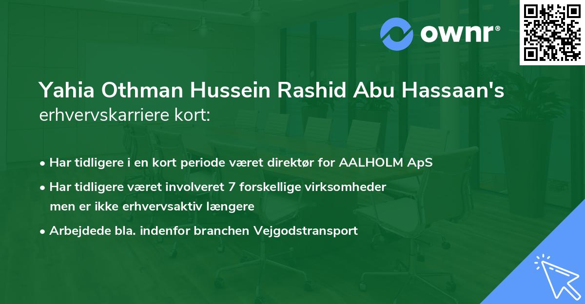 Yahia Othman Hussein Rashid Abu Hassaan's erhvervskarriere kort