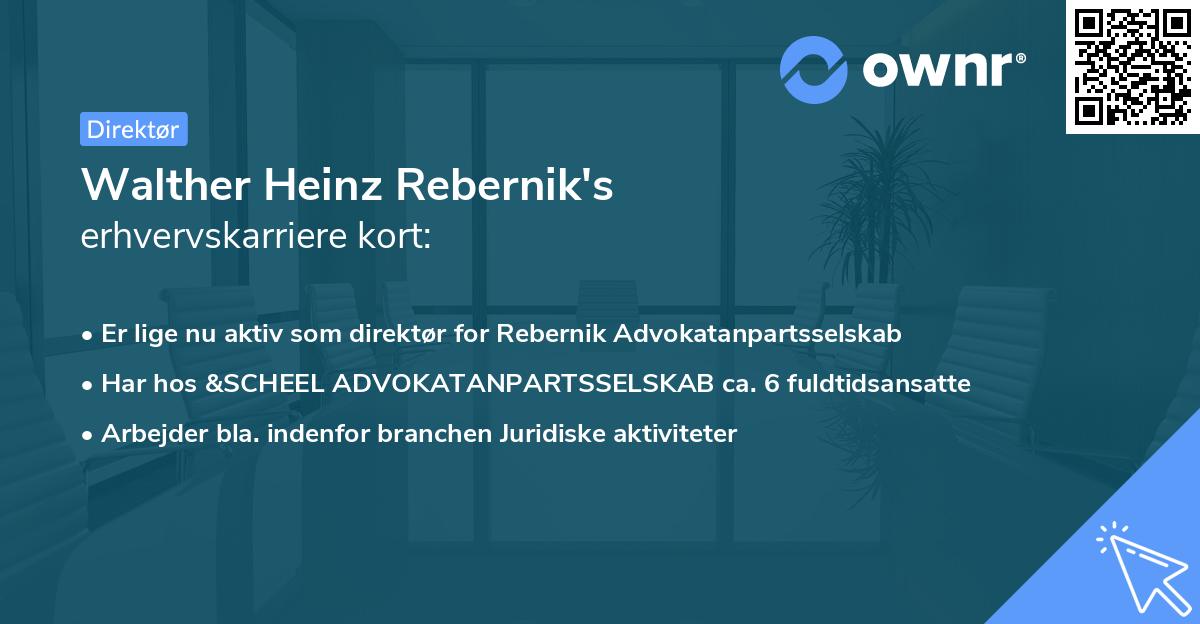 Walther Heinz Rebernik's erhvervskarriere kort