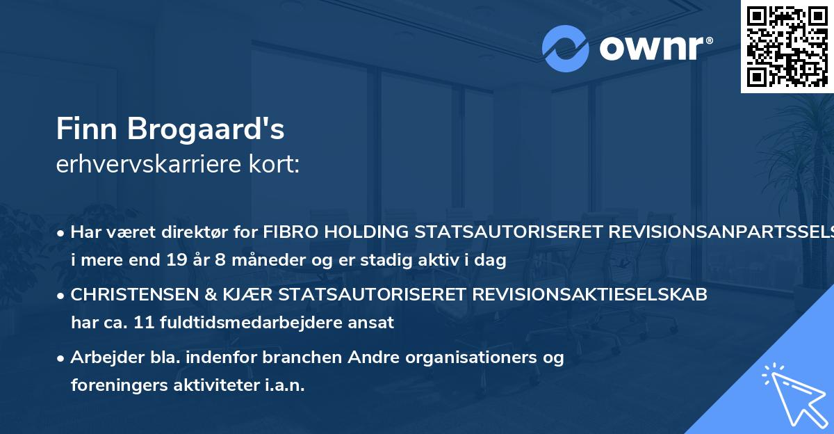 Finn Brogaard's erhvervskarriere kort