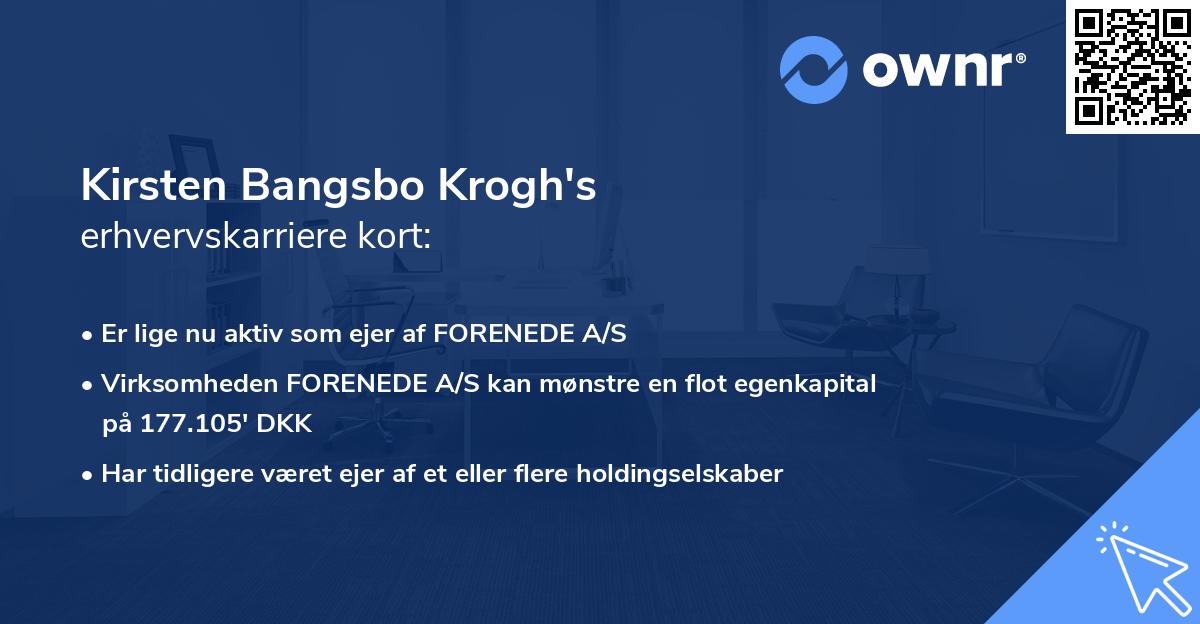 Kirsten Bangsbo Krogh's erhvervskarriere kort