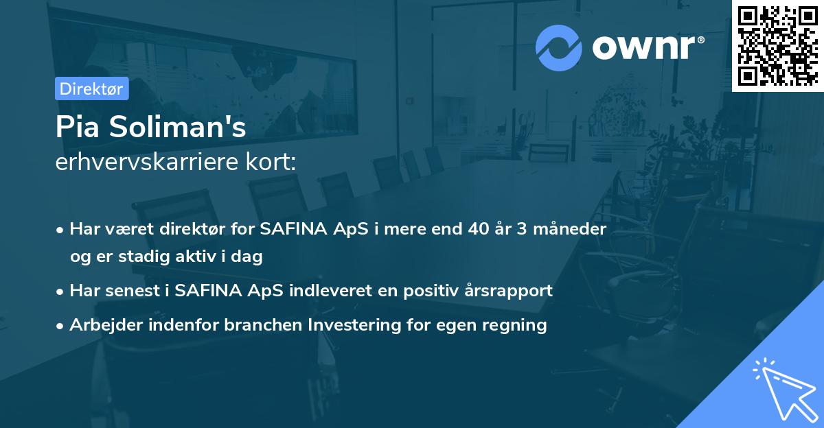 Pia Soliman's erhvervskarriere kort
